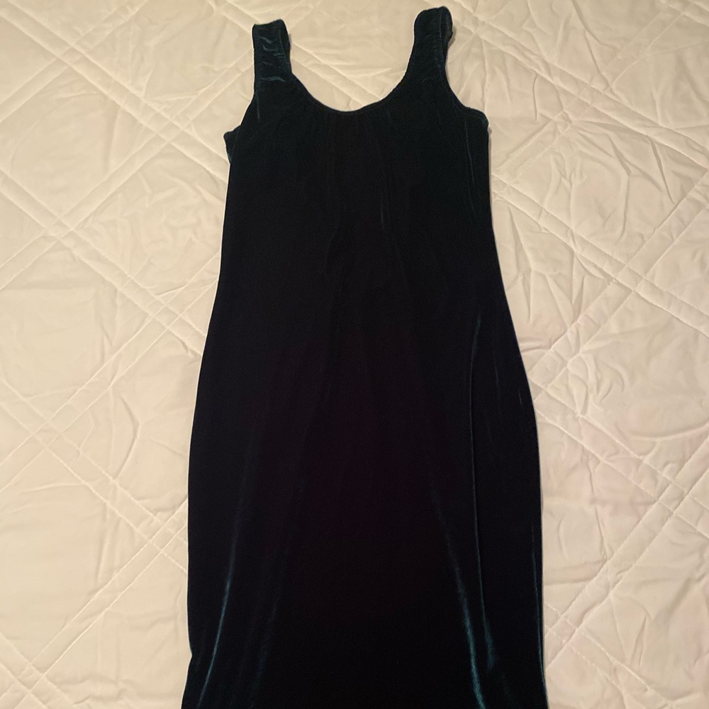 Green velvet mini dress